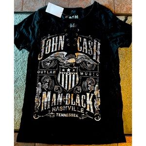 NWT Johnny Cash lace up v-neck tee